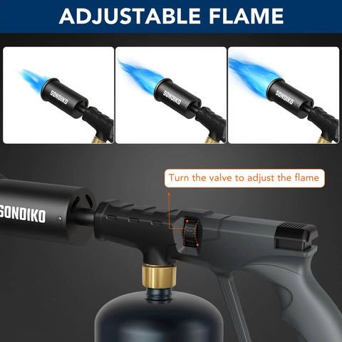 Powerful Propane Cooking Torch Gun For Sous Vide, Charcoal Starter And Steak Searing with adjustable flame control dial