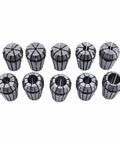 Beefy Pro Grade ER16 Spring Collet Set For CNC Milling Lathe, 10-piece metric steel collets, 1-10mm clamp