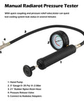 Heavy Duty Coolant Pressure Tester Kit With Universal Radiator Test Pump And Adapter Set, showing gauge and hand pump components.