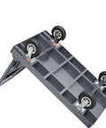Heavy Duty Flatbed Platform Cart Folds Compact Yet Built Tough, showing sturdy gray steel deck and smooth rolling wheels.
