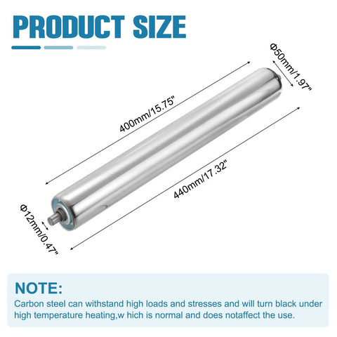 Stainless Steel Conveyor Roller 2 Inch Diameter 16 Inch Length Gravity Transmission Replacement Part With Galvanized End Silver Heavy Duty
