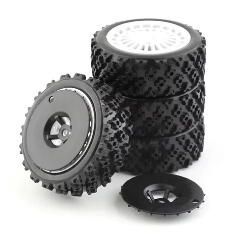 72mm Rubber Tire Wheel for 1/10 RC Racing Cars, Compatible with TT01 TT02 TA06 XV01 Models, durable black disc design