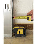 Self Leveling Line Laser With Three Red Beams, 1/4 Inch At 100 Feet Accuracy, Magnetic Pivot Mount shown on a metal surface