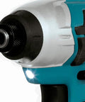Close-up of the impact driver from the Super Lightweight 12v Max CXT Cordless Two Piece Combo Kit with LED light.
