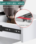 Soft Close Drawer Slides With Push To Open, Full Extension Ball Bearing Glides, Side Mount Kitchen Cabinet Slides In Black, 12 Inch, 100 Lb Load, Smooth Quiet Operation For Drawers And Cabinets, showing weight capacity and thickness