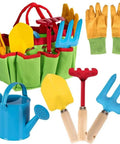 Kids Garden Tool Set With Tote Bag All In One Kit Includes Watering Can Gloves Shovel Rake Fork And Garden Tote