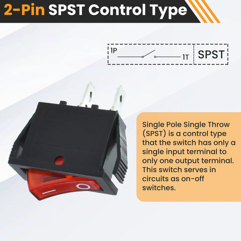 Two Pack Boat Shaped Rocker Switches With 2 Pins And 2 Positions On And Off 250V 15A Or 125V 20A Dope Marine Grade Toggle Switches For Boats RVs Trailers Electronics, black red SPST switch