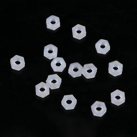Built Tough Top Shelf M2.5 Hex Nylon Standoff Spacer Kit Featuring 200 Pieces Of Assorted Male And Female Mounts Screws And Nuts For Professional Tech Builds Daily - Clear nylon hex nuts.