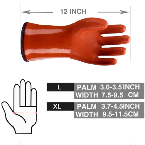 Insulated Waterproof Work Gloves With PVC Coating And Cashmere Liner, Cold-Resistant To -30F, Chemical And Oil Resistant, Non Slip Grip, Ultra Flexible, Freezer Safe, Grippy, Built For Heavy Duty Tasks (1 Pair)