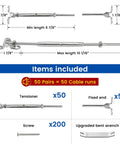 Diagram of Swage Toggle Turnbuckle Cable Railing Hardware Kit For Wood Posts One-Eighth Inch Wire Rope in a 100 Pack