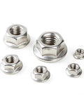Hardworking M10 X 1.5mm Serrated Hex Flange Lock Nuts In 304 Stainless Steel with bright finish, mixed sizes view