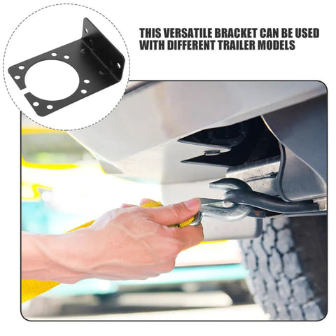 Heavy Duty Iron Trailer Wiring Connector Mounting Bracket Black Set Of 2 For Secure Harness And Towing Wiring, Durable Iron Construction, Safety Focused Design To Prevent Disconnections And Vibration, mounted under trailer