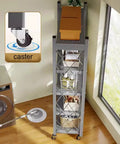 Heavy Duty Five Tier Metal Storage Shelves With Rolling Wheels And Foldable Design For Garage Kitchen Pantry And Home Office, showcasing top view and caster.