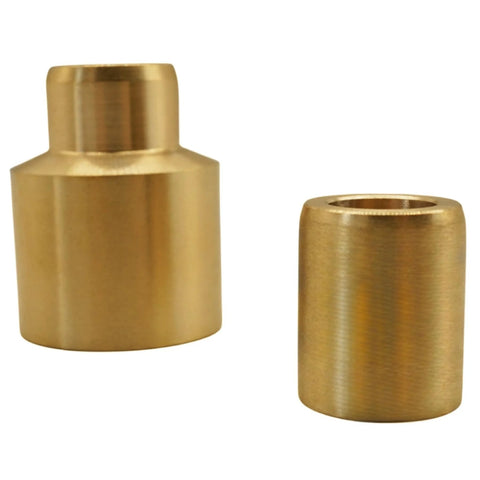 Brass shift shaft bushing pair; two pieces: one stepped male stub and one hollow sleeve for MerCruiser stern drives.