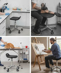 Heavy Duty Swivel Stool With Wheels Built From 304 Stainless Steel in lab, tattoo, veterinary, and art settings.
