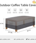 Patio Coffee Table Cover For Small Outdoor Rectangular Table Built Tough Waterproof And UV Resistant Weatherproof 48 X 28 X 16 Inches Gray And Dark Gray Fade Resistant 600D Oxford Fabric