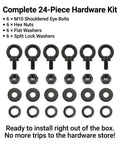 Stainless Steel Eye Bolts Kit M6 X 0.55 Inch With Nuts And Lock Washers, Black Shouldered Lifting Eyes, Heavy Duty Marine Tie Down Anchors For Thin Panels And Hulls, Approx 1/4 Inch Thread, 24-piece hardware kit