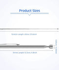 12 Piece Telescoping Magnet Pickup Tools Set with size dimensions; 65cm extended, 12.5cm retracted; pocket clip attached.