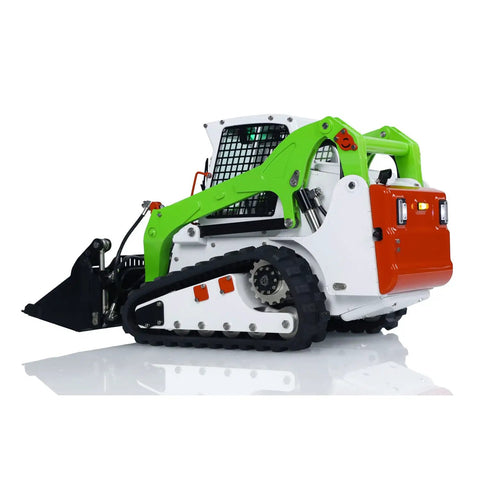 Badass Hella Smooth Large Scale RC Hydraulic Skid Steer Loader Ready To Run Remote Control Crawler Truck showing side view with durable metal build.
