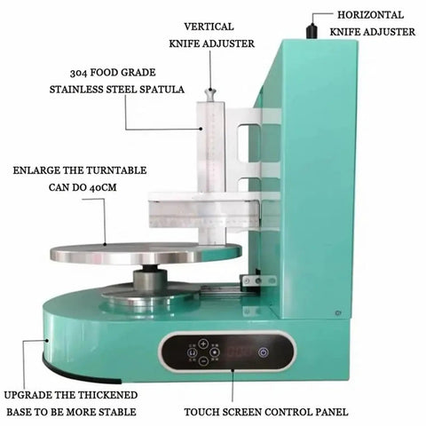 Automatic Birthday Cake Smoothing Coating Machine For 4 To 12 Inch Cakes With LCD Display and Low Noise Motor side view