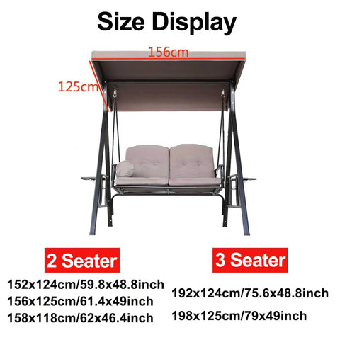 Waterproof Outdoor Swing Canopy Replacement For 2 To 3 Seater Universal Patio Cover Khaki 79x49 Inches size display