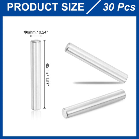 30 Piece 6mm By 40mm Stainless Steel Dowel Pins Shelf Support Pegs Fasteners Assortment Kit For Durable Wood And Metal Shelving Projects Silver Handyman Friendly DIY Ready, 30 pcs 6mm x 40mm silver dowel pins