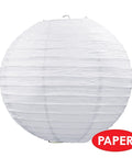 Two Jumbo White Paper Lanterns, 30 Inch Diameter, Assembly Required, Durable White Paper With Metal Supports Inside, Big White Party Decor