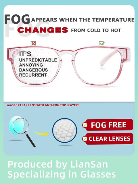 Safety Glasses That Fit Over Eyeglasses For Women Anti Fog Goggles ANSI Z87 1 Certified highlighting fog prevention features.