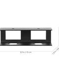 Super Tight Black Steel Laptop Stand With Storage Tray For Sick Desk Setup, Heavy Duty Under Desk Computer Mount Rack For Study Room side view showing measurements