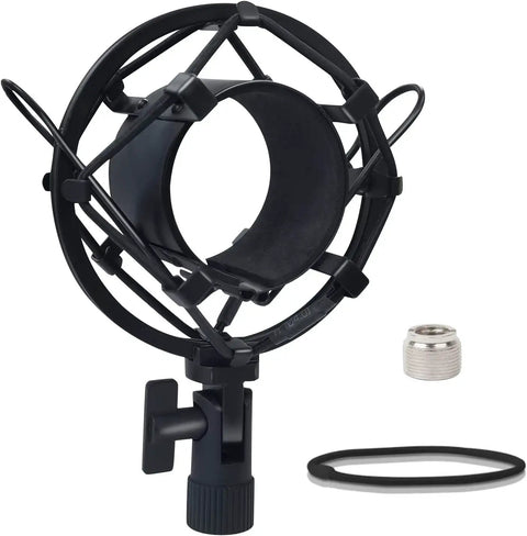 Shock Mount For Condenser Microphones 47 To 53 mm Diameter Anti Vibration Suspension Clip Fits AT2020 Series Rode NT1A AKG P120 Neumann TLM102 And More Go To Studio Recording Accessory with adapter and gasket