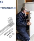 Three Sets Universal Refrigerator Lower Door Hinge Replacement Kit Y223 For Smooth Operation And Stable Door Support Easy Install Durable Hinges Keeps Fridge Door Quiet And Reliable, silver hinge kit and man adjusting fridge door