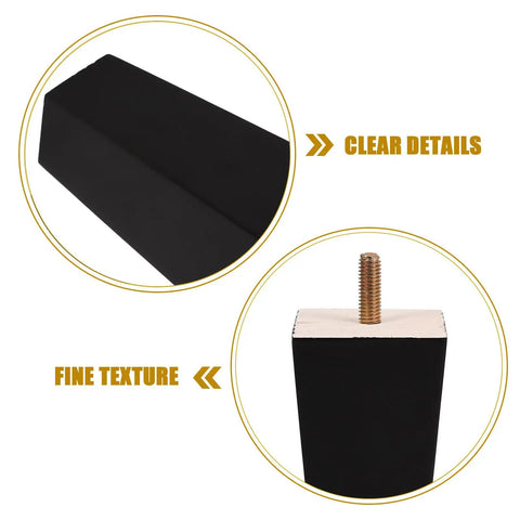 Four Pack Black Wood And Iron Furniture Legs For Tables And Beds Easy Install Sofa Feet Versatile Replacement Feet close-up