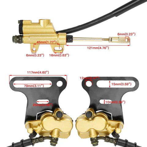 Beefy 12mm Rear Hydraulic Disc Brake Master Cylinder Caliper Assembly with Pad for 50cc to 150cc Pit Dirt Bikes