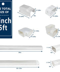 Dimensions and components of 4 Inch W 25 Ft L PVC Decorative Line Set Cover Kit For Ductless Mini Split Air Conditioners And Heat Pumps