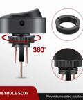 Five Pack LED Lighted Rocker Switch 12V 30A 3 Pin SPST Oval 12mm Hole On Off Toggle with keyhole slot for rotation lock