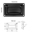 Diagram of Recessed Pull Handle Set Black Zinc Alloy Flush Cabinet And Toolbox Handle 95mm by 60mm by 14mm with measurements.