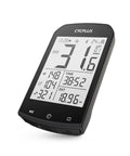 Angle view of GPS Bike Computer with ANT+ Wireless, Waterproof Speedometer and Odometer, 2.9 Inch Backlit LCD, displaying data