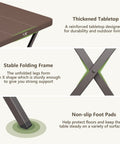 Sturdy Foldable 27 Inch Square Card Table With 400 Lb Capacity details of tabletop, folding frame, and non-slip foot pads