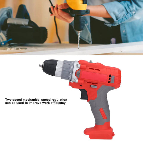 Zero Gimmicks Cordless Electric Drill With Dual Mode Rotation And 25 Adjustable Torsion For Serious Home Fixes and Pro Builds, red and gray drill close-up.