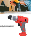 Badass Cordless Electric Drill With Dual Mode Action And Wicked Comfortable Ergonomic Handle For Heavy Duty Home Repairs And Pro Workshop Use With Super Easy One Button Operation And Rock Solid 25 Newton Meter Torque Capacity, shown close-up.