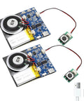 Push Button Activated Sound Recording Module With Built In Speaker And Usb Type C Cord For Plug And Play Ease And Dope Diy Makers Who Want Clean Audio For Holiday Cards And Custom Gift Tags Two Pack Blue with two units showing speaker and USB connection.