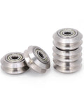 Five Pack Stainless Steel Double V Type Bearings For 3D Printer Rollers And Pulleys, Outer Diameter 1 Inch Inner Diameter 0.2 Inch 5mm
