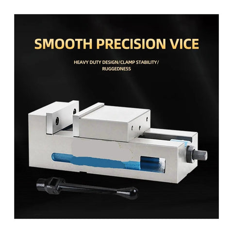4-Inch Heavy Duty Flat Vise For Milling Machine With Integrated Fixed Corner And Smooth Finished Surface, industrial-grade aluminum construction.