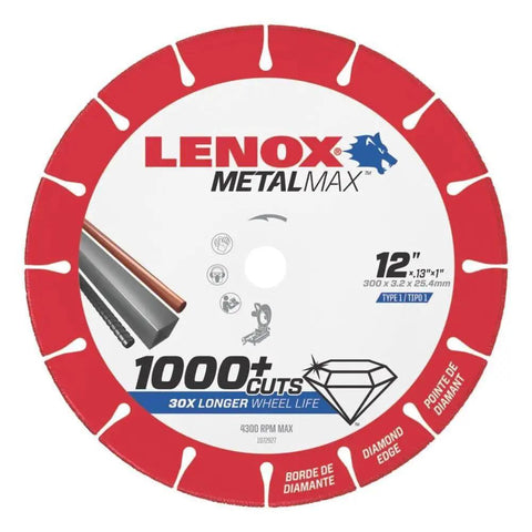12 Inch Segmented Rim Diamond Edge Cutoff Wheel For Metal, 1 Inch Arbor, Wet Or Dry Use, Heavy Duty Cutoff Tool For Steel