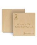 Beefy Baltic Birch Plywood Sheets 6 Millimeter Thick 12 By 12 Inch Pack Of 3 B BB Grade for Laser CNC Cutting and Wood Burning.