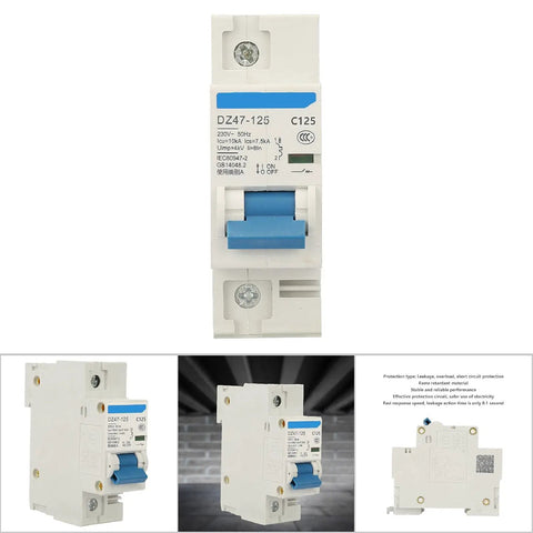 Front view of 230V 80A 100A 125A Air Circuit Breaker DZ47-125 1P Miniature Circuit Breaker Quick Response for Home Use