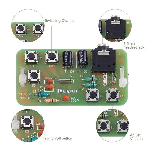 Hands On FM Radio Soldering Kit For Makers And Students 76MHz 108MHz Build A Simple Radio Module circuit board diagram