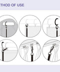 Illustration showing how to use the Two Pack 36 Inch Universal Drapery Pull Rods InvisiClear Curtain Wand for opening and closing drapes.