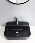 USZWBY Vessel Sinks Bathroom Vessel Sink Black Ceramic Countertop Basin Hotel Wash Bathroom Bowl Sink on countertop with faucet