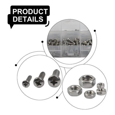 320 Piece Stainless Steel Hex Socket Screws Nuts Bolts Kit 304 Rust Resistant Round Flat Head Washer Assortment